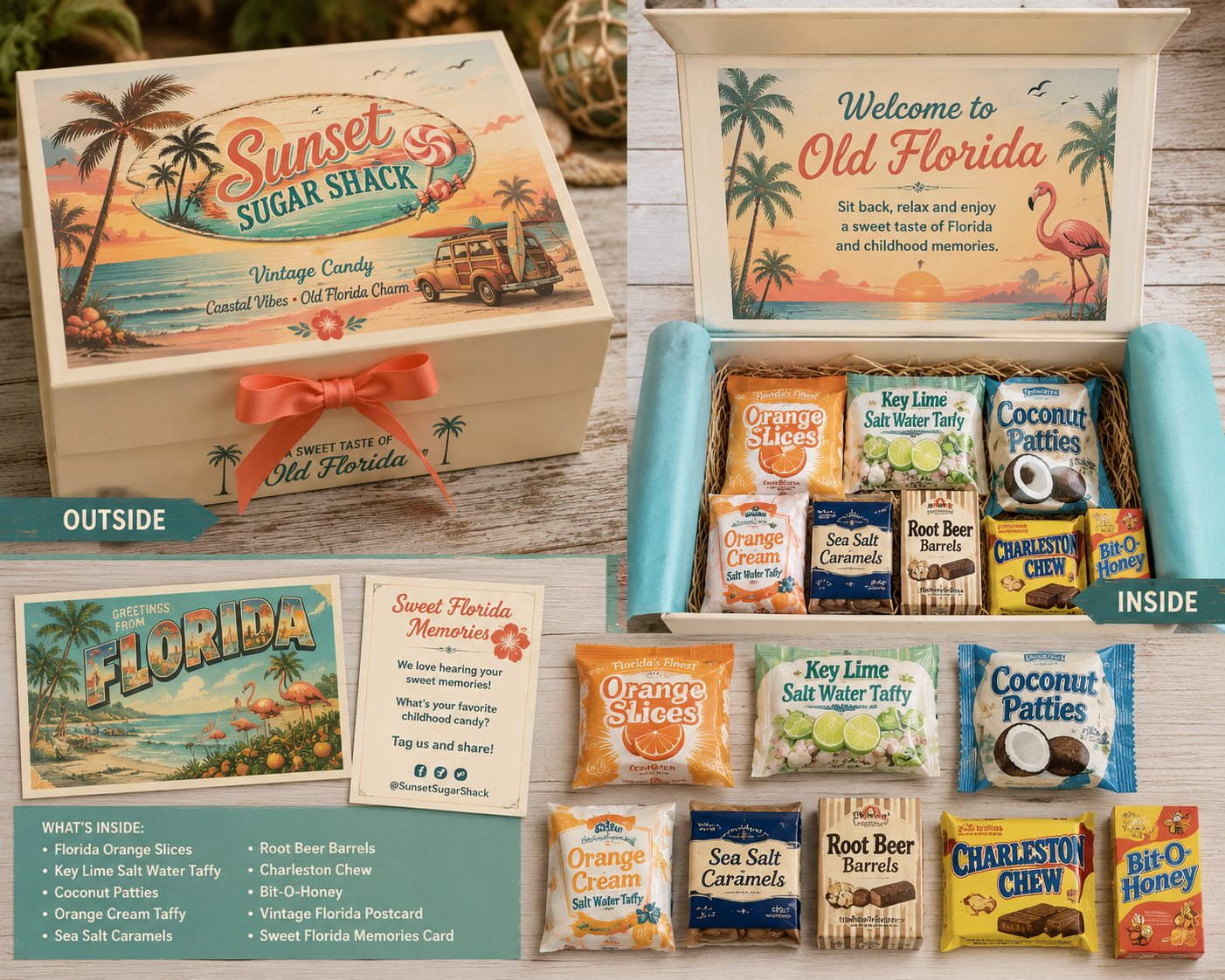 Inside the Sunset Sugar Shack — colorful vintage candy displays